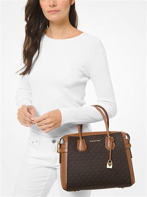 michael kors mercer gallery medium logo satchel|Michael Kors mercer belted satchel.